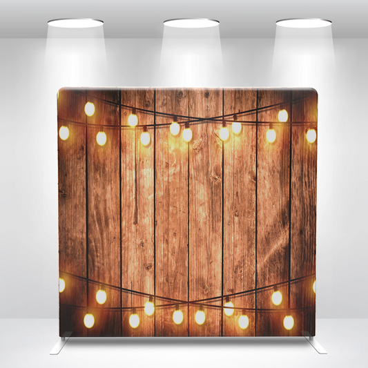 Wooden With String Light Bulb Pillow Case Photo Booth Straight Backdrop Wall Cover With Stand For Birthday Wedding Baby Shower Party