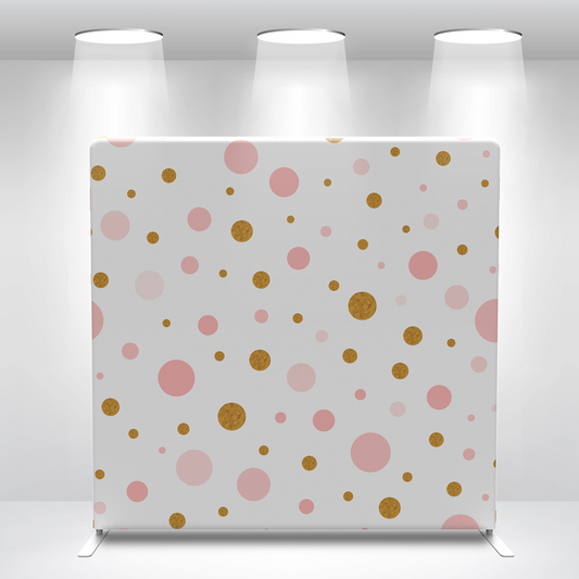 Shiny Gold Glitter Pink Polka Dots  Pillow Case Photo Booth Backdrop Wall Cover With Stand For Birthday Wedding Baby Shower Party