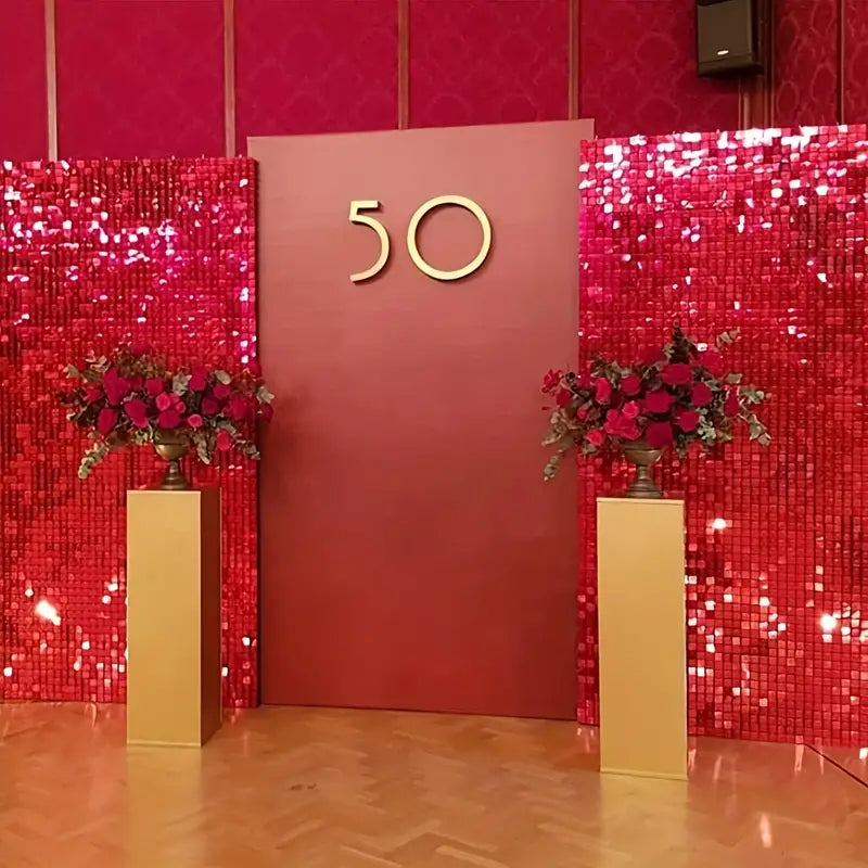 Red Sequin Shimmer Backdrop Wall Panels For Birthday Wedding Baby Shower Bridal