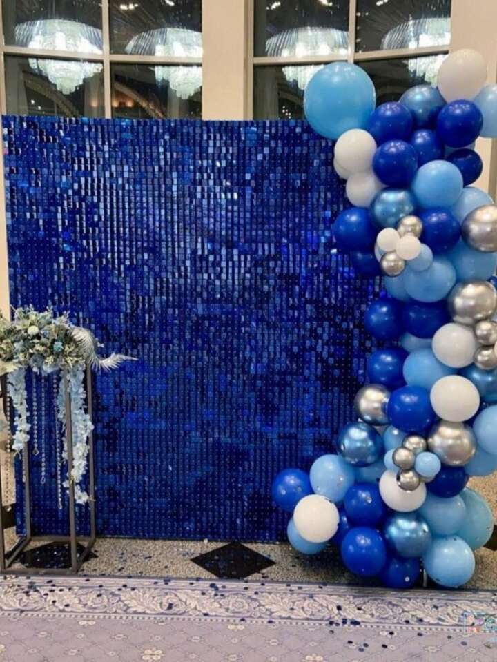 Royal Blue Sequin Shimmer Backdrop Wall Panels For Birthday Wedding Party Event Decoration