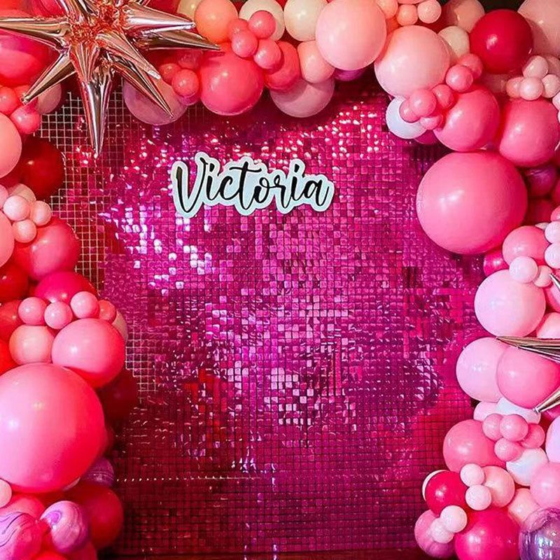 Rose Red Sequin Shimmer Backdrop Wall Panels For Birthday Wedding Baby Shower Bridal