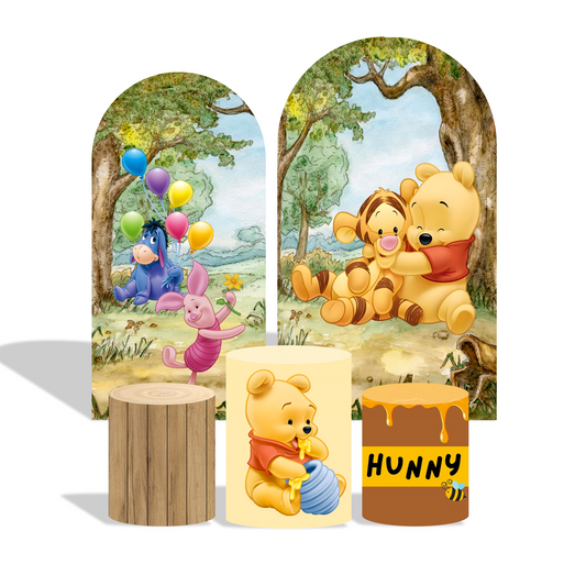Winnie The Poor Theme Birthday Party Arch Backdrop Wall Cloth Cover
