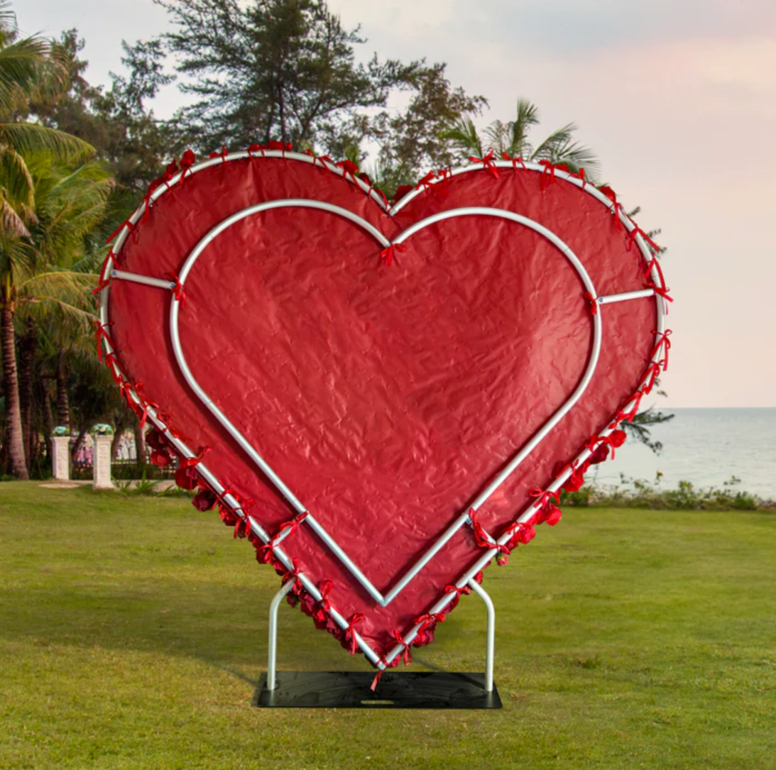 Double Layer Heart Shape Aluminum Arch Photo Booth Backdrop Wall Stand