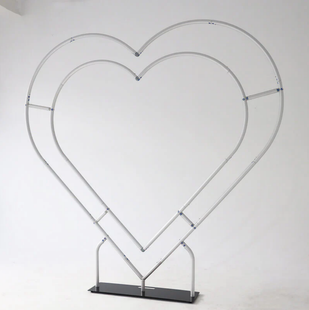 Double Layer Heart Shape Aluminum Arch Photo Booth Backdrop Wall Stand