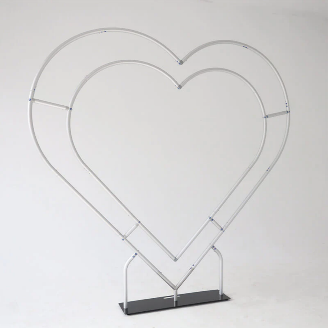 Double Layer Heart Shape Aluminum Arch Photo Booth Backdrop Wall Stand