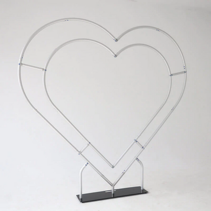 Double Layer Heart Shape Aluminum Arch Photo Booth Backdrop Wall Stand