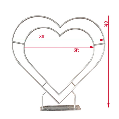 Double Layer Heart Shape Aluminum Arch Photo Booth Backdrop Wall Stand