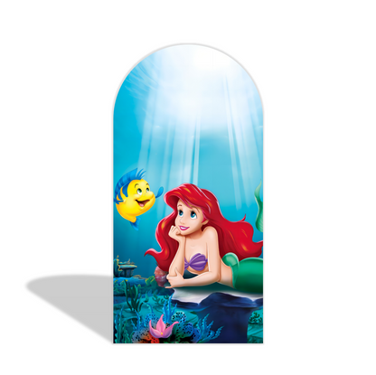 The Little Mermaid Happy Birthday Party Arch Backdrop Wall Cloth Cover