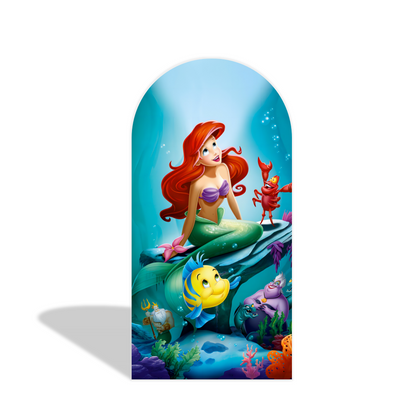 The Little Mermaid Happy Birthday Party Arch Backdrop Wall Cloth Cover