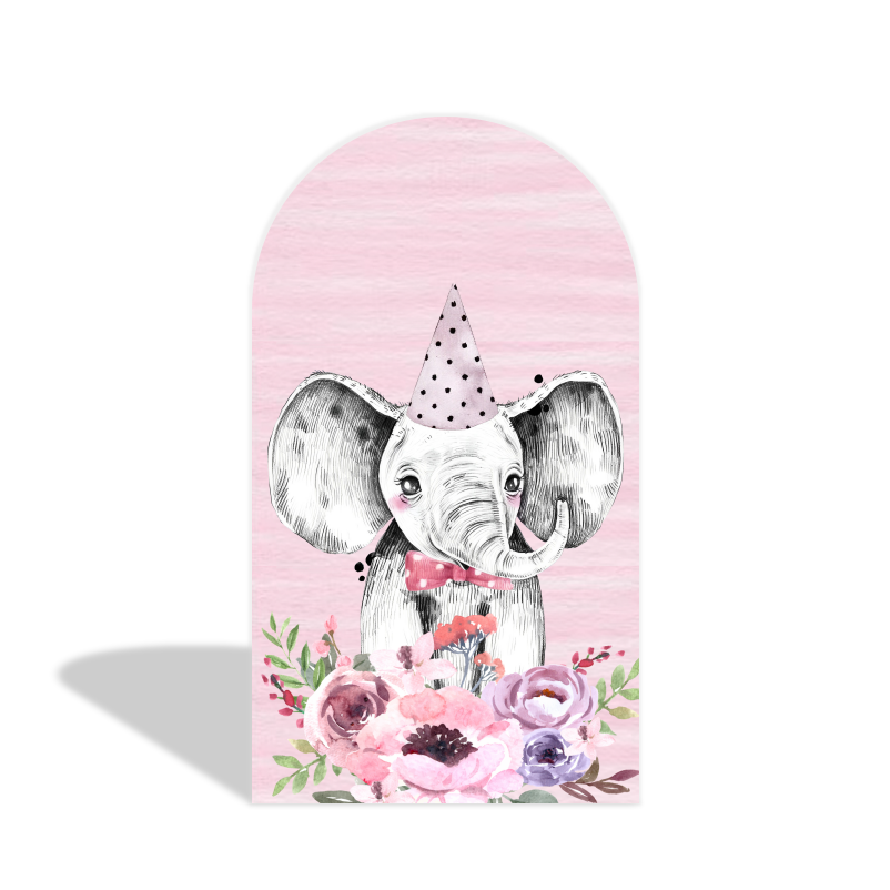 Pink Safari Animal Happy Birthday Party Arch Backdrop Wall Cloth Cover