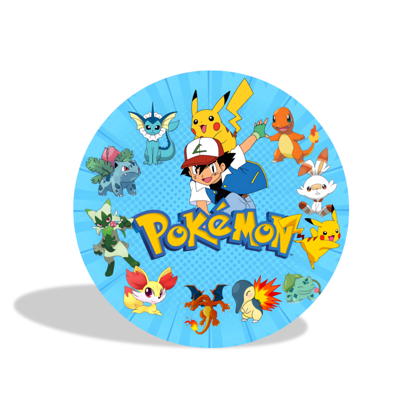 Pokemon theme birthday party decoration round circle backdrop cover plinth cylinder pedestal cover