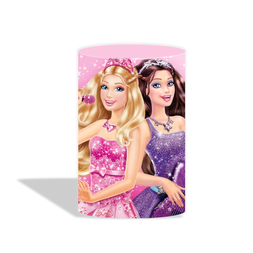Barbie theme birthday party decoration round circle backdrop cover plinth cylinder pedestal cloth cover
