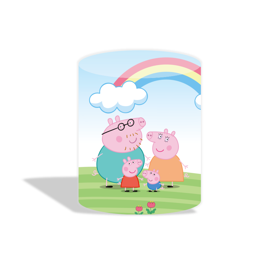 Peppa Pig theme birthday party decoration round circle backdrop cover plinth cylinder pedestal cover