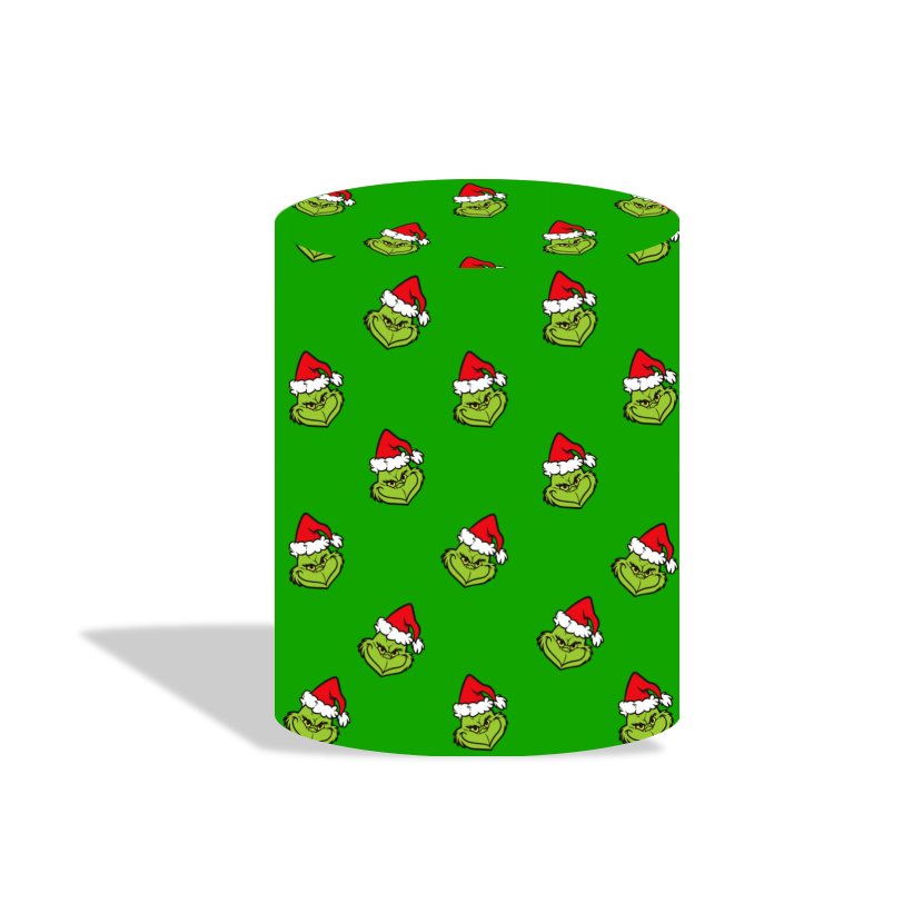 Grinch theme birthday party decoration round circle backdrop cover plinth cylinder pedestal cover