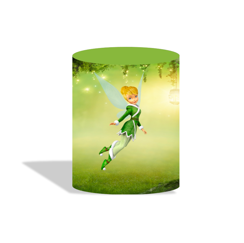 Tinker bell theme birthday party decoration round circle backdrop cover plinth cylinder pedestal cover