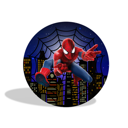 Spider man theme birthday party decoration round circle backdrop cover plinth cylinder pedestal cover