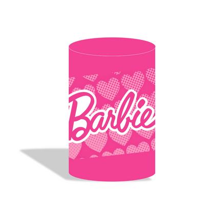 Barbie birthday party decoration round circle backdrop cover plinth cylinder pedestal cloth cover