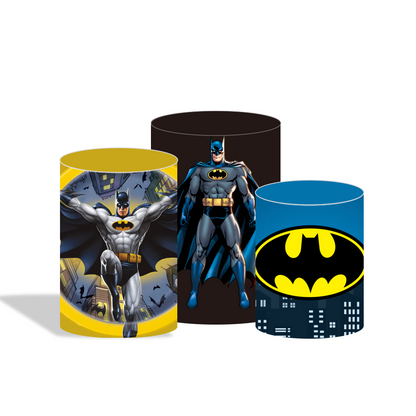 Batman theme birthday party decoration round circle backdrop cover plinth cylinder pedestal cloth cover