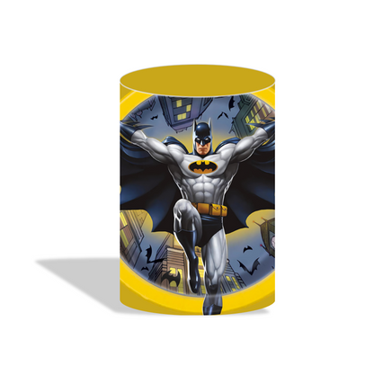 Batman theme birthday party decoration round circle backdrop cover plinth cylinder pedestal cloth cover