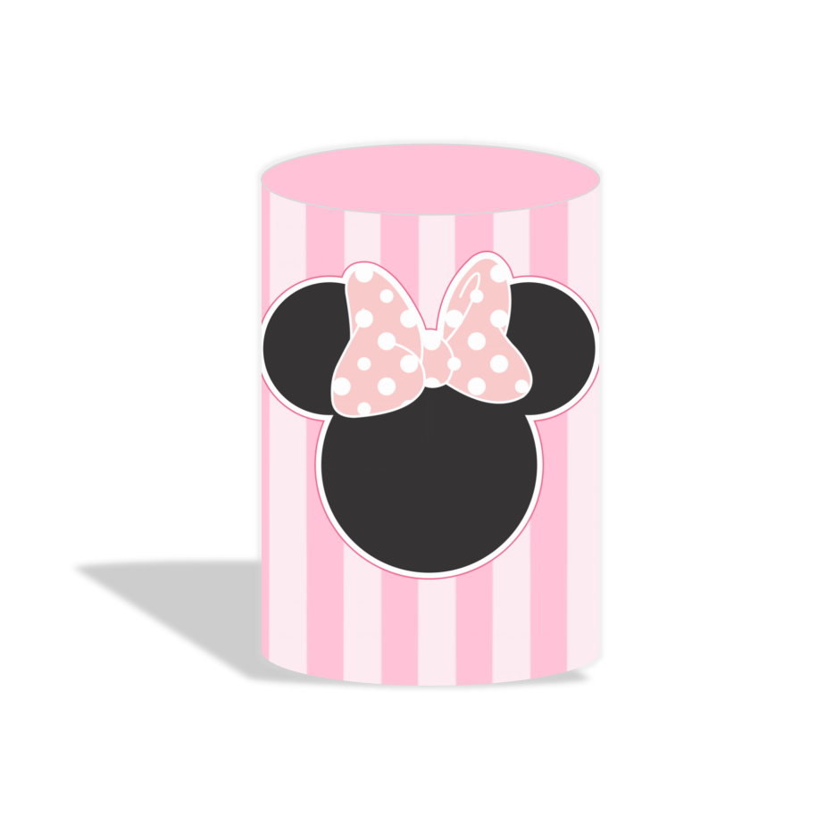 Minnie theme birthday party decoration round circle backdrop cover plinth cylinder pedestal cover