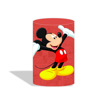 Comic mickey theme birthday party decoration round circle backdrop cover plinth cylinder pedestal cover