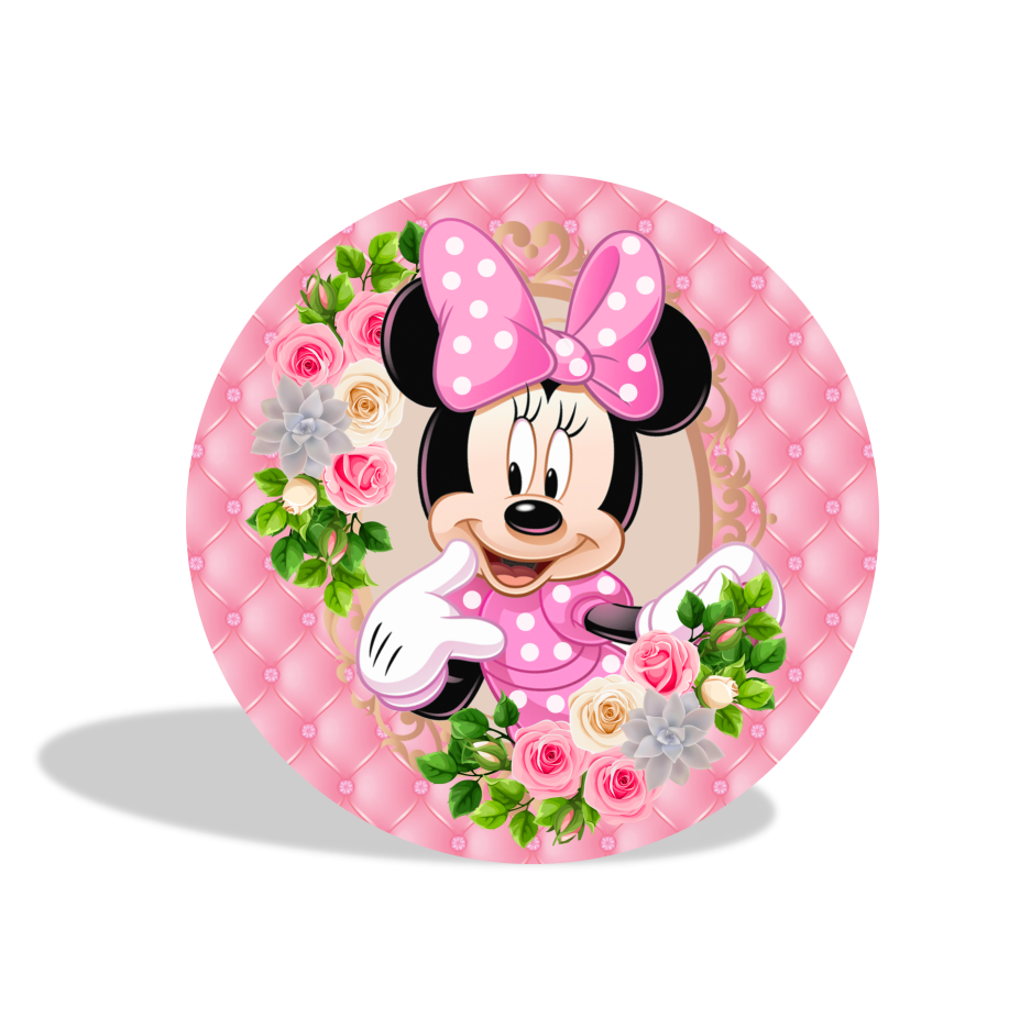 Pink Minnie birthday party decoration round circle backdrop cover plinth cylinder pedestal cover