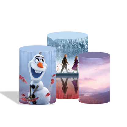 Frozen Lisa Anna birthday party decoration round circle backdrop cover plinth cylinder pedestal cover