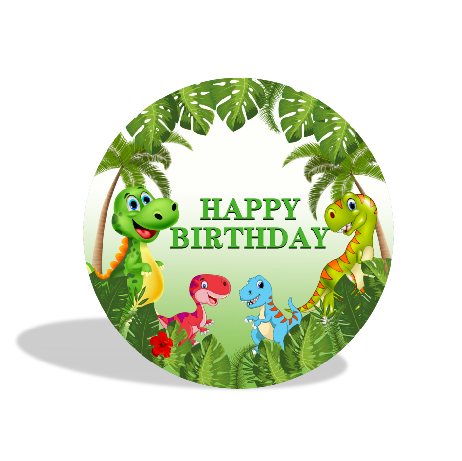 Dinosaur safari theme birthday party decoration round circle backdrop cover plinth cylinder pedestal cover