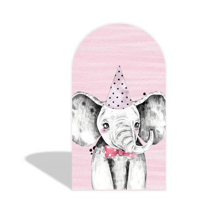 Pink Safari Animal Happy Birthday Party Arch Backdrop  Wall Cloth  Cover