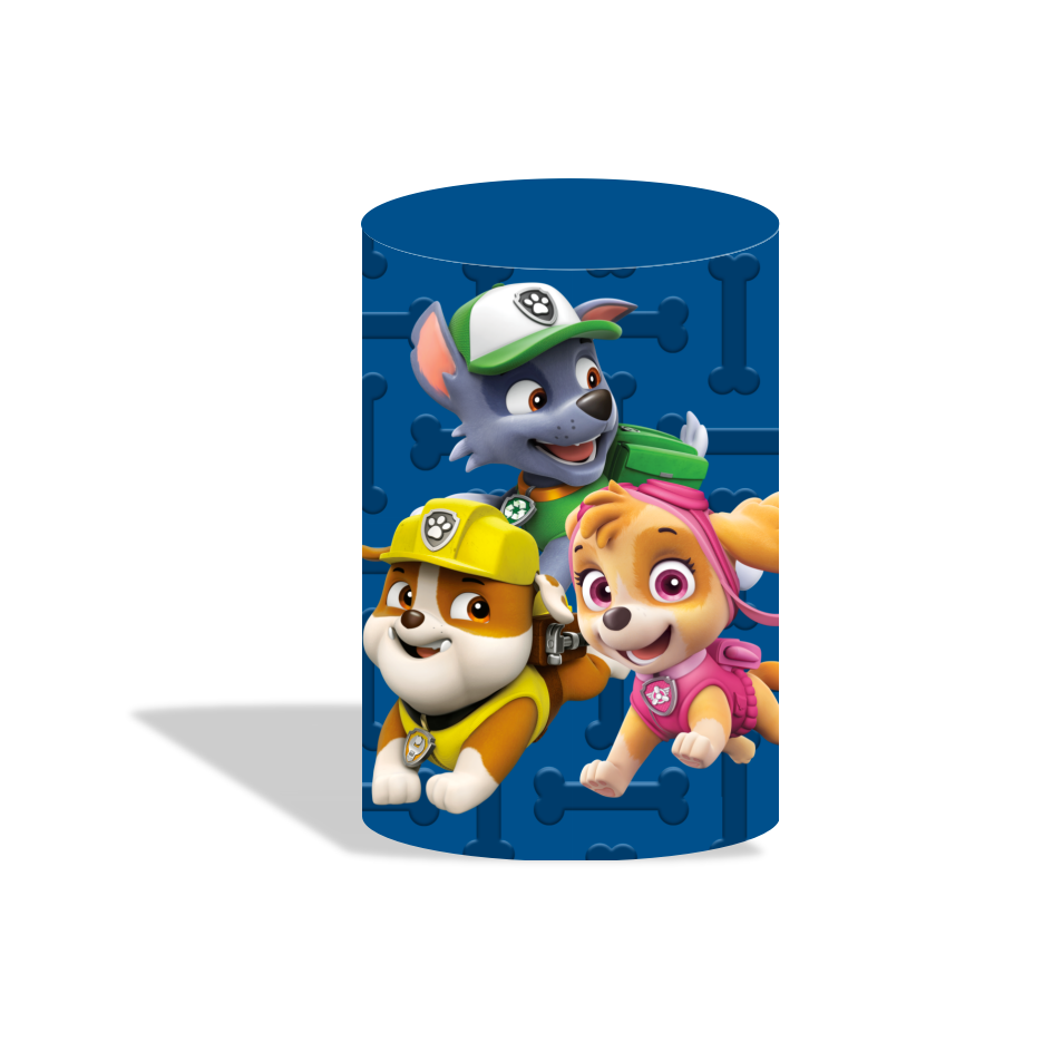 Paw patrol birthday party decoration round circle backdrop cover plinth cylinder pedestal cover