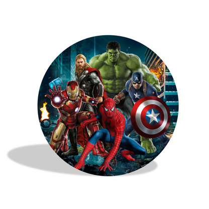 Avenger birthday party decoration round circle backdrop cover plinth cylinder pedestal cloth cover
