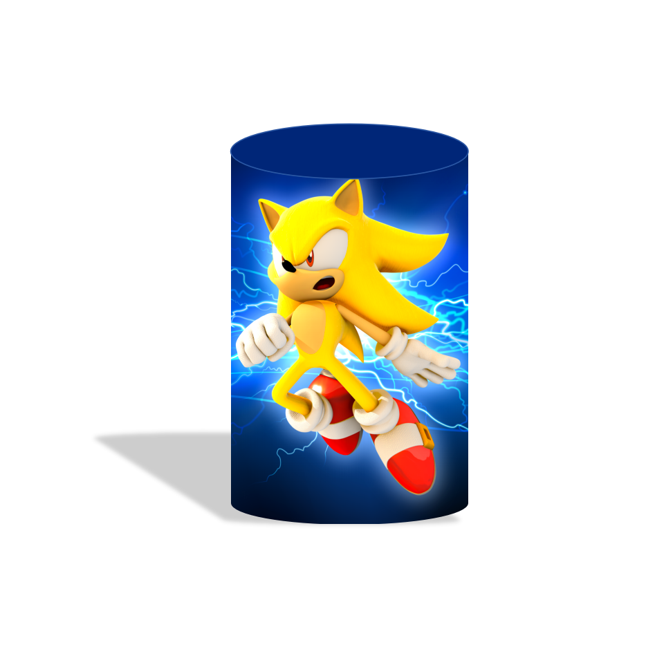 Sonic birthday party decoration round circle backdrop cover plinth cylinder pedestal cover