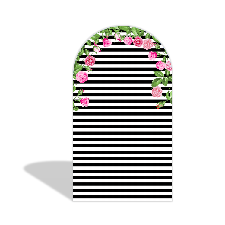 Black White Stripes Point Theme Birthday Party Arch Backdrop Wall Cloth Cover