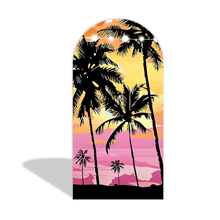 Sandbeach Sunset Palm Party Arch Backdrop Wall Cloth  Cover