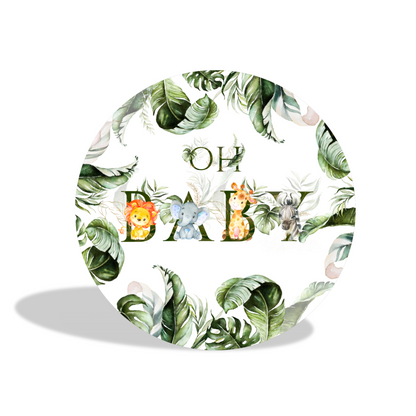 Oh baby safari birthday party decoration round circle backdrop cover plinth cylinder pedestal cover