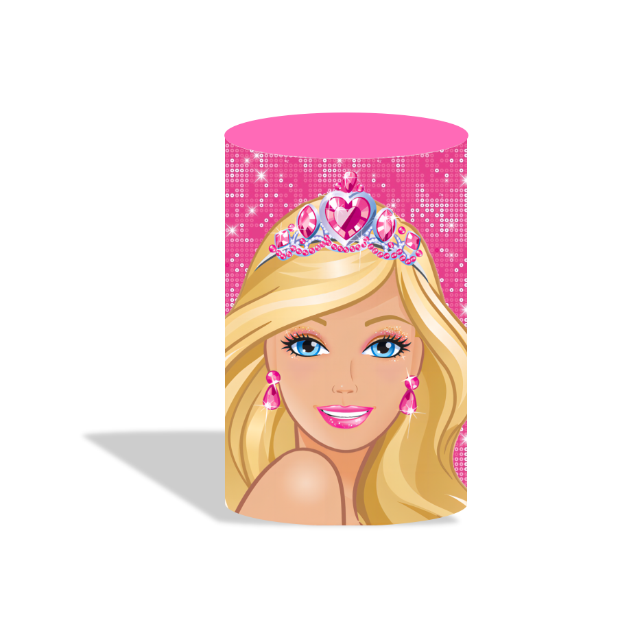 Barbie girl birthday party decoration round circle backdrop cover plinth cylinder pedestal cloth cover