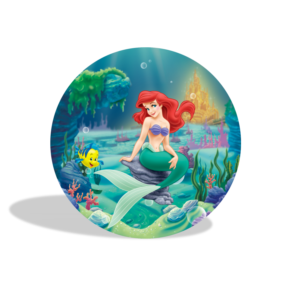 The little mermaid birthday party decoration round circle backdrop cover plinth cylinder pedestal cloth cover