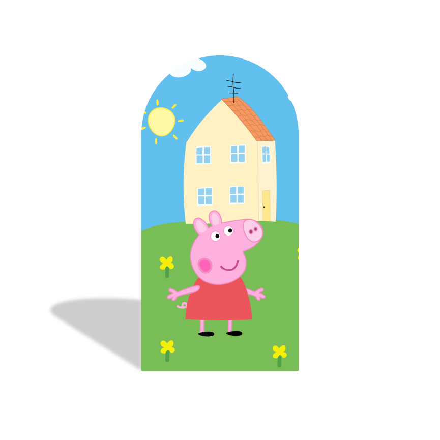 Peppa Pig Theme Happy Birthday Party Arch Backdrop Cover