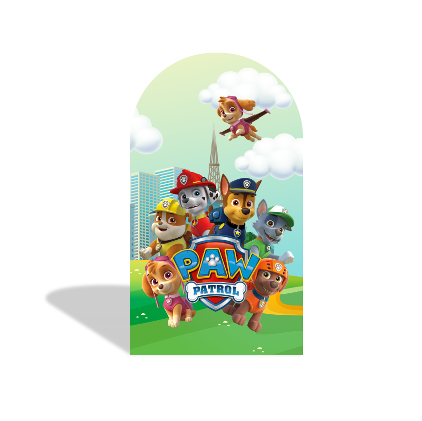 Paw Patrol Theme Happy Birthday Party Arch Backdrop Wall Cloth Cover