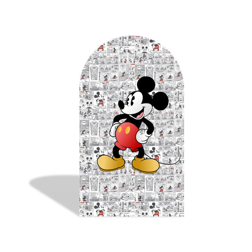 Comic Mickey Cartoon Happy Birthday Party Arch Backdrop Wall Cloth Cover