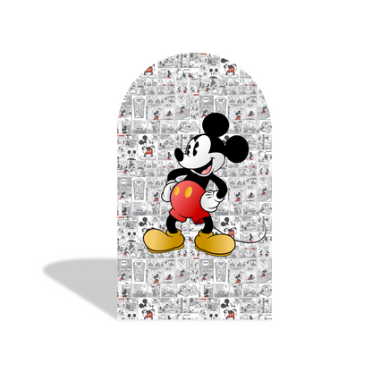 Comic Mickey Theme Cartoon Happy Birthday Party Arch Backdrop Wall Cloth Cover
