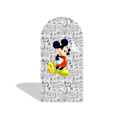 Comic Mickey Cartoon Happy Birthday Party Arch Backdrop Wall Cloth Cover