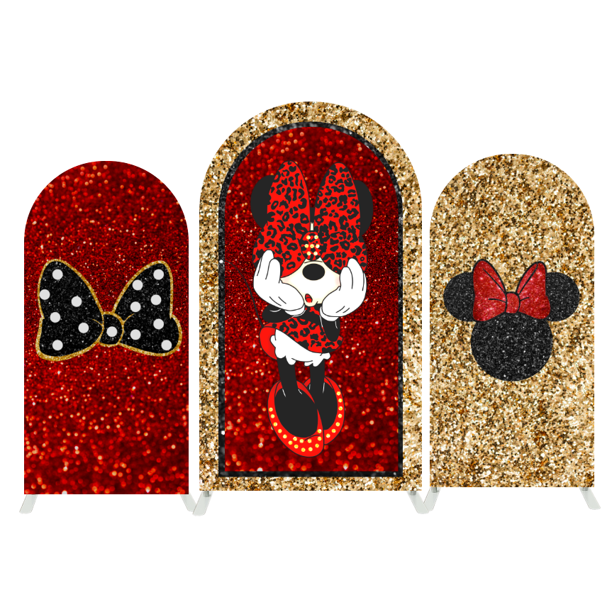 Glitter Minnie Happy Birthday Party Arch Backdrop Wall Cloth  Cover