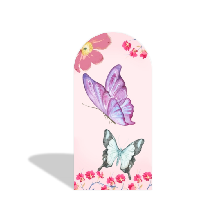 Flower Flora Butterfly Happy Birthday Party Arch Backdrop Wall Cloth Cover