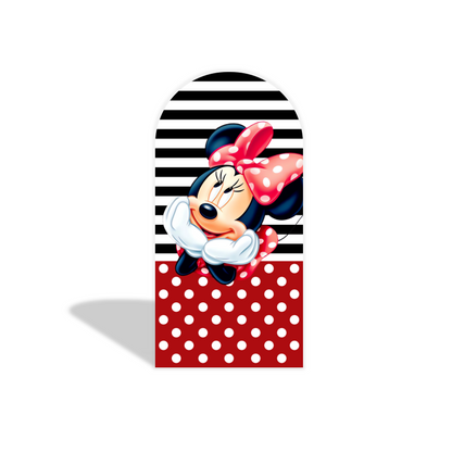 Red stripes mickey and minnie arch  Birthday Party Arch Backdrop Wall Cloth Cover