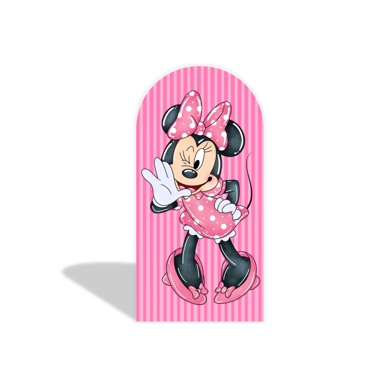 Pink  stripes minnie arch  Birthday Party Arch Backdrop Wall Cloth Cover