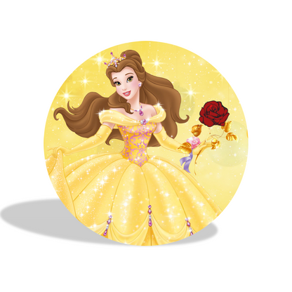 Beauty and the beast birthday party decoration round circle backdrop cover plinth cylinder pedestal cloth cover