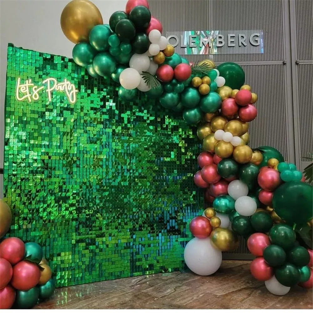 Green Sequin Shimmer Backdrop Wall Panels For Birthday Wedding Party Event Decoration