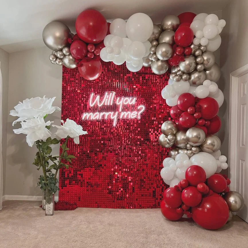 Red Sequin Shimmer Backdrop Wall Panels For Birthday Wedding Baby Shower Bridal