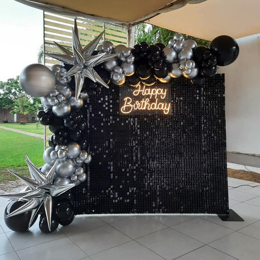 Black Sequin Shimmer Backdrop Wall Panels For Birthday Wedding Baby Shower Bridal